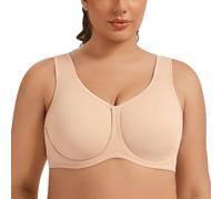 AGONVIN Sujetador Deportivo con Aros para Mujer - Alto Impacto, Gran sujeción, Tallas Grandes, Sujetador Running y Entrenamiento Beige 115D