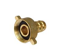 Agora-Tec® Boquilla de manguera de latón de 1/2 pulgada a 3/4 pulgadas IG (24,2 mm) de calidad industrial con junta plana para manguera de jardín de 1/2 pulgadas con un diámetro interior de 12,7 mm.
