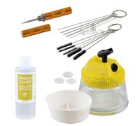 Agora-Tec - Kit de accesorios de limpieza para aerógrafo, incluye recipiente de limpieza, 5 cepillos, 5 agujas, escariador y limpiador de aerógrafos Vallejo de 200 ml