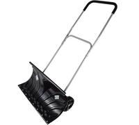 Agora-Tec - Pala quitanieve móvil (con lámina de plástico extra ancha de 66 cm, mango de acero doble giratoria de acero recubierto de plástico)