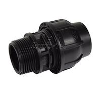 Agora-Tec PE - Fitting acoplamiento 32 mm x 1 1/4 pulgadas Ag (41,9 mm) para tubos de PE de 32 mm negro