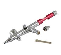 Agora-Tec Pistola de aerógrafo de doble acción AT-ADA-03 "rojo" con boquilla de acero inoxidable de 0,2 mm y aguja