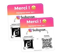 AGORANK Placa QR Code Compatible Instagram Opiniones NFC insta Review Generador de comentarios del cliente Fácil Compatible con todos Teléfono para Salón Negocio Enseña Comercio Tienda Bares Café x2
