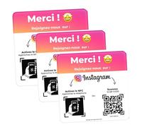 AGORANK Placa QR Code Compatible Instagram Opiniones NFC insta Review Generador de comentarios del cliente Fácil Compatible con todos Teléfono para Salón Negocio Enseña Comercio Tienda Bares Café x3