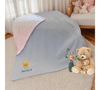 AGOREA Manta de Bebé Personalizada y Suave, Bordada con Nombre - Regalo de Nacimiento (Gray)
