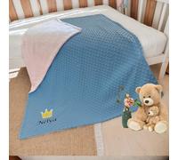 AGOREA Manta Personalizada Bordada con Nombre - Suave Regalo de Nacimiento para Niño/Niña (Diamond Blue)