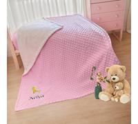 AGOREA Manta Personalizada con Nombre para bebé, Manta Suave, Regalo de Nacimiento Niño/Niña (Pink)