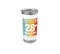 Agosto 28 Edición Limitada Retro Vintage Cumpleaños Vaso térmico de acero inoxidable de doble pared