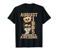 Agosto 60 Cumpleaños Hombres Mujeres 1965 Impresionante Oso de Peluche Camiseta