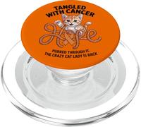 Agosto Apéndice Concientización sobre el Cáncer Cinta Naranja Cat Hope PopSockets PopGrip para MagSafe