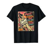 ¿Agosto? Oh, te refieres a Pumpkin Spice True Crime Summerween Camiseta gráfica económica, Hombre, Negro, L