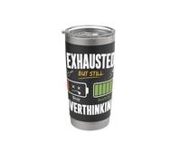 Agotado Pero Aún Rumiando Pensamientos Vaso térmico de acero inoxidable de doble pared