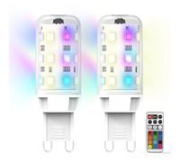 AGOTD Bombillas LED Smart G9 RGBW, AC 230V Variación continua con control remoto, 4 modos 13 colores, brillo ajustable del 1% al 100%, control remoto de bombilla LED inteligente G9, pack de 2