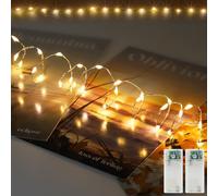 AGOTD Cadenita LED Mini, 30 LEDs luz cálida blanca, distancia entre luces 2,5cm, batería con temporizador, 75cm. Cadenitas DIY pequeñas para decoración de fiesta, boda y Navidad Pack de 2