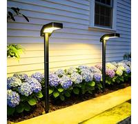 AGOTD Lámparas Solares para Exterior, Pack de 2, 70 LEDs, 3 Modos de Luz, IP65 Impermeable, Diseño en L, Doble Panel Solar, Altura Ajustable hasta 88 cm, para Jardín y Terraza