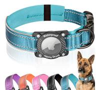 AgoumLux Collar AirTag Impermeable y Reflectante para Apple Air Tag, GPS con Acolchado de Neopreno para Perros Pequeños, Medianos y Grandes, Azul, L