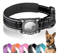 AgoumLux Collar AirTag Impermeable y Reflectante para Apple Air Tag, GPS con Acolchado de Neopreno para Perros Pequeños, Medianos y Grandes, Negro, L