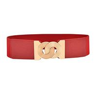 AGOUNOD Cinturones elásticos Anchos for Mujer, cinturón elástico for Vestidos, cinturón Ancho elástico Vintage (Color : Red, Size : One Size)