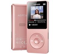 AGPTEK 16GB Reproductor de MP3, Bluetooth 5.3 MP3 Reproductor, Reproductor Deportivo Portátil con Auriculares, 1.8" Pantalla de 70H de Reproducción, MP3 de Niños Radio FM, Externo hasta 128GB, Rosa