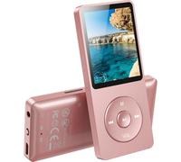 AGPTEK 32GB Reproductor MP3 Bluetooth 5.3, MP3 con Altavoces Rosa | HiFi Lossless Music Player Portátil, Radio FM/Soporte de Grabación, MP3 Deportivo, (Auriculares no incluidos)
