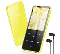 AGPTEK 64GB MP3 Reproductor Bluetooth 5.3, 2.4" Pantalla Metal MP3, HiFi Música Deportivo MP3 Player con Altavoz, Botones Táctiles, Radio FM, E-Book, Grabación, Soporta hasta 128GB, Amarillo