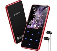 AGPTEK 64GB MP3 Reproductor Bluetooth 5.3, 2.4" Pantalla Metal Reproductor MP3, HiFi Música Deportivo MP3 Player con Altavoz, Botones Táctiles, Radio FM, E-Book, Grabación, Soporta hasta 128GB, Rojo