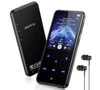 AGPTEK 64GB MP3 Reproductor Bluetooth 5.3, 2.4" Pantalla Metal Reproductor MP3, HiFi Música Deportivo MP3 Player con Altavoz, Botones Táctiles, Radio FM, E-Book, Grabación, Soporta hasta 128GB, Negro