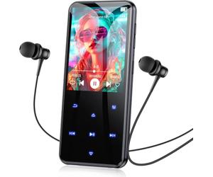 AGPTEK 64GB MP3 Reproductor Bluetooth 5.3, 2.4" Pantalla Metal Reproductor MP3, HiFi Música Deportivo MP3 Player con Altavoz, Botones Táctiles, Radio FM, E-Book, Grabación, Soporta hasta 128GB, Negro