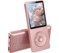 AGPTEK 64GB Reproductor MP3 Bluetooth 5.3 Pantalla 1.8" Deportivo Rosa | 30H de Reproducción, MP3 de Niños con Altavoces & Radio FM , Externo hasta 128GB(Sin Auriculares)