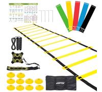 AGPTEK Accesorio de entrenamiento de fútbol, escalera de coordinación de fútbol, agility Ladder Speed Training Equipment con 1 bolsa, 10 conos, cuerda de saltar, 5 anillos tensores