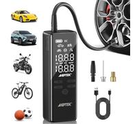 AGPTEK Compresor de Aire Portátil, Inflador de Neumáticos de Coche Inalámbrico Portátil con Manómetro, 150PSI & 5000mAh, 5 Modos, LED y Auto Apagado para Neumáticos de Bicicletas, Motos, Balones