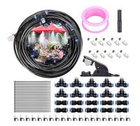 AGPTEK - Kit de riego con 10 boquillas de niebla con junta en T, 74 unidades sistema de refrigeración exterior por niebla, nebulizador para terraza, jardín