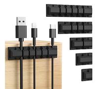 AGPTEK Organizador Cables Escritorio, Clips de Cables [5 Piezas], Gestión de Cables, Clips Adhesivos para Cables, Negro