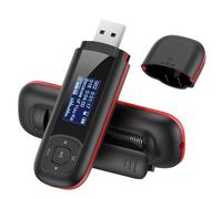 AGPTEK - Reproductor de MP3 USB de 8 GB con Pantalla LCD, Mini Reproductor de música Ligero para Deportes, 10 Horas autonomía de reproducción Musical (sin Auriculares incluidos) - U3 Negro y Rojo