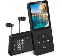 AGPTEK Reproductor MP3 de 16GB, 1.8" Pantalla con Auriculares Negro | Reproductor Deportivo Portátil, Reproductor de Música Sonido sin Pérdidas, Radio FM, Vídeo, Externo hasta 128GB