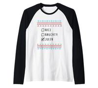 Agradable Travieso Navidad Julen Suéter Feo Camiseta Manga Raglan