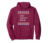 Agradable Travieso Navidad Major Suéter Feo Sudadera con Capucha, Unisex para Adultos, Granate, M