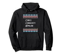 Agradable Travieso Navidad Major Suéter Feo Sudadera con Capucha, Unisex para Adultos, Negro, M