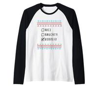 Agradable Travieso Navidad Rodolfo Suéter Feo Camiseta Manga Raglan