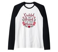 Agradecida y bendecida de ser llamada Madre Sunflower del Día de la Madre Camiseta Manga Raglan