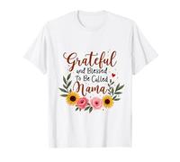 Agradecida y bendecida de ser llamada mamá Día de la Madre Flores Camiseta