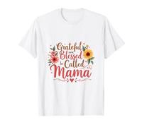 Agradecida y bendecida de ser llamada mamá Día de la Madre Flores Camiseta