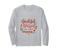 Agradecida y bendecida de ser llamada mamá Día de la Madre Flores Manga Larga
