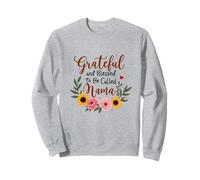 Agradecida y bendecida de ser llamada mamá Día de la Madre Flores Sudadera