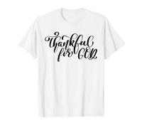 Agradecido por Dios Cristiano Elegante Caligrafía Fe Camiseta gráfica económica, Hombre, Blanco, M