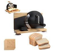 Agrdeed Cortador manual de pan para masa madre casera con 50 bolsas de almacenamiento de 0 a 2 cm de grosor ajustable con línea de escala grabada, guía de pan, cortador de pan de manivela dentada de