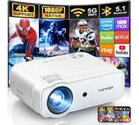Agreago Native 1080P Proyector con visualización, 5G WiFi Bluetooth, 9000L 4K compatible con proyector de película para teléfono, proyector de video compatible con TV Stick/iOS/Android/Win/HDMI/USB