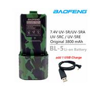 (Agregue 1 carga USB) BL-5 3800mAh UV-5R 7.4V Batería de iones de litio Cable de carga USB UV 5R para