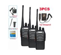 (Agregue 3 conectores USB para cargador de automóvil) 3 radios walkie-talkie profesionales BF-888S de