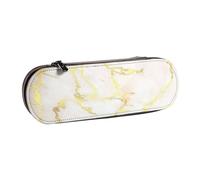 Agregue Su Texto Mármol Dorado En Blanco Moderno Elegante, Estuche para lápices Estuche para lápices de Cuero de PU Estuche para lápices de Gran Capacidad Estuche para lápices Bolsa de cosméticos